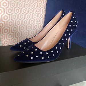 J Crew blue velvet heels